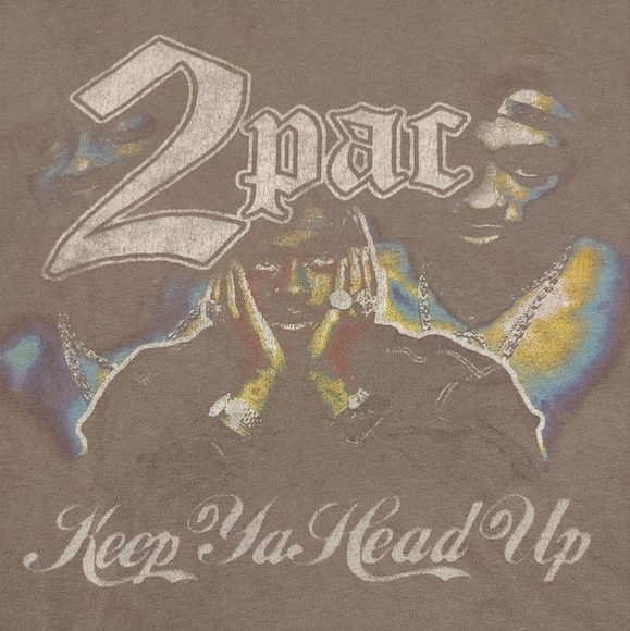 Vintage 2Pac Tupac Shakur shirt rap band tour tee Keep Ya Head Up 1993 Makaveli - Picture 2 of 4